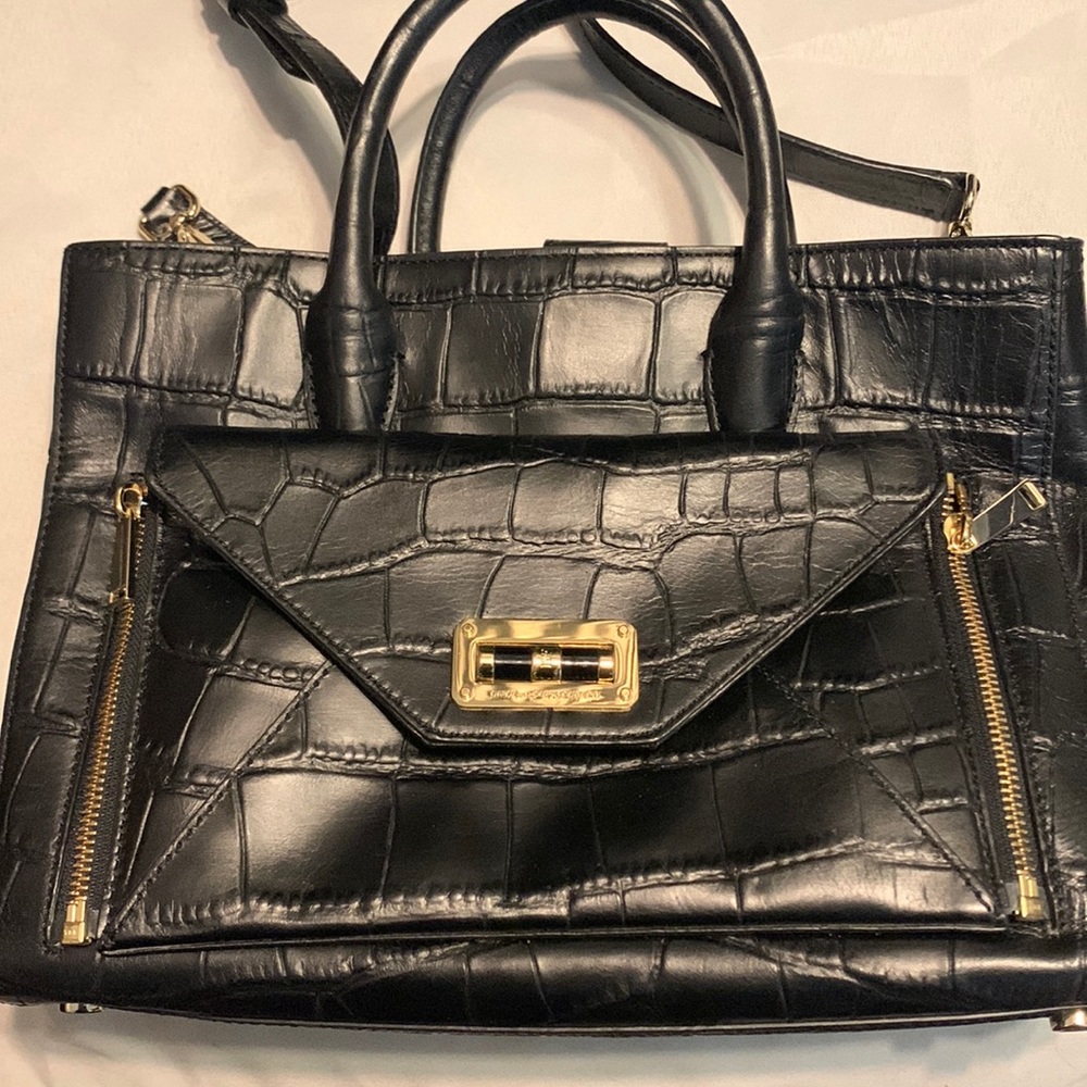 Diane Von Furstenberg Secret Agent Black Leather Large Crossbody Bag